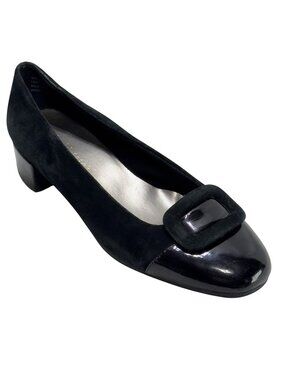 DAVID TATE Shoes Black Suede/Patent Leather Low Heel Pumps Women’s Size 6W